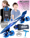 SKITCH® Skateboard For Kids And Beginners Mini Cruiser Board Gift Set (Blue Galaxy NON-LED)