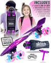 SKITCH® LED+ PURPLE GALAXY Skateboard For Kids And Beginners Mini Cruiser Board Gift Set (LED ON/OFF)