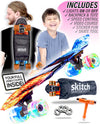 SKITCH® LED+ WILDFIRE Skateboard For Kids And Beginners Mini Cruiser Board Gift Set (LED ON/OFF)