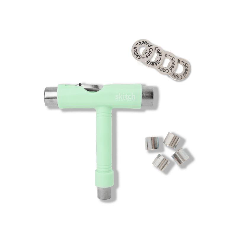 SKITCH® LED+ MINT GREEN Skateboard For Kids And Beginners Mini Cruiser Board Gift Set (LED ON/OFF)