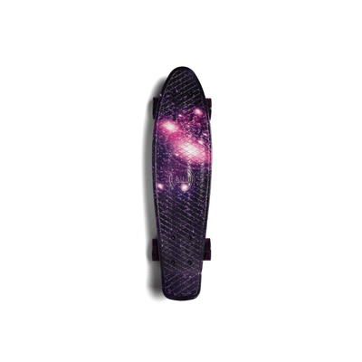 SKITCH® LED+ PURPLE GALAXY Skateboard For Kids And Beginners Mini Cruiser Board Gift Set (LED ON/OFF)