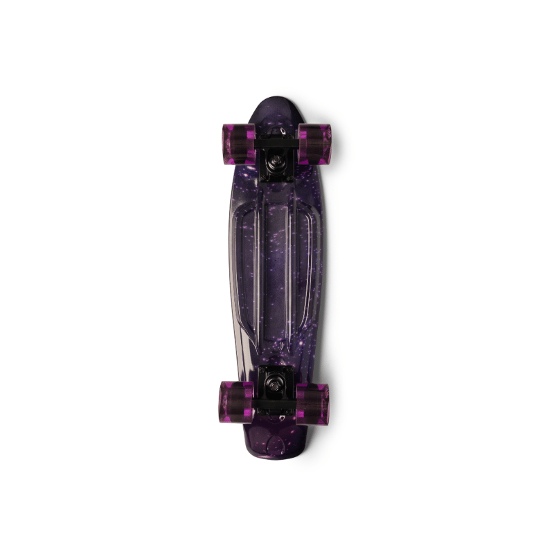 SKITCH® LED+ PURPLE GALAXY Skateboard For Kids And Beginners Mini Cruiser Board Gift Set (LED ON/OFF)