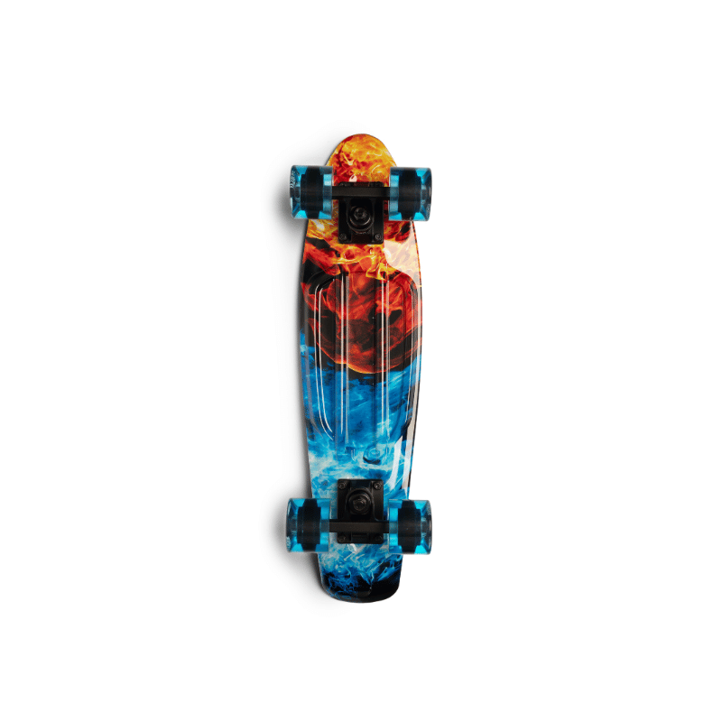 SKITCH® LED+ FIRE & ICE Skateboard For Kids And Beginners Mini Cruiser Board Gift Set (LED ON/OFF)