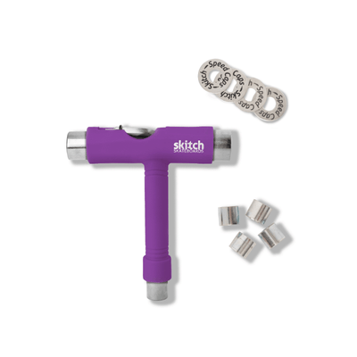 SKITCH® LED+ PURPLE GALAXY Skateboard For Kids And Beginners Mini Cruiser Board Gift Set (LED ON/OFF)