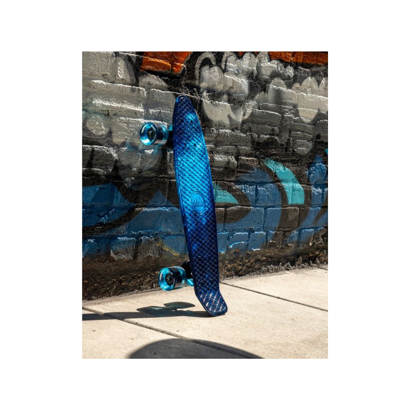 SKITCH® LED+ BLUE GALAXY Skateboard For Kids And Beginners Mini Cruiser Board Gift Set (LED ON/OFF)