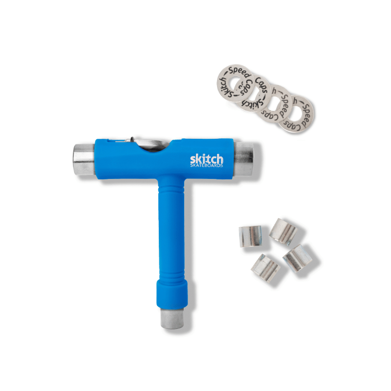 SKITCH® LED+ BLUE GALAXY Skateboard For Kids And Beginners Mini Cruiser Board Gift Set (LED ON/OFF)