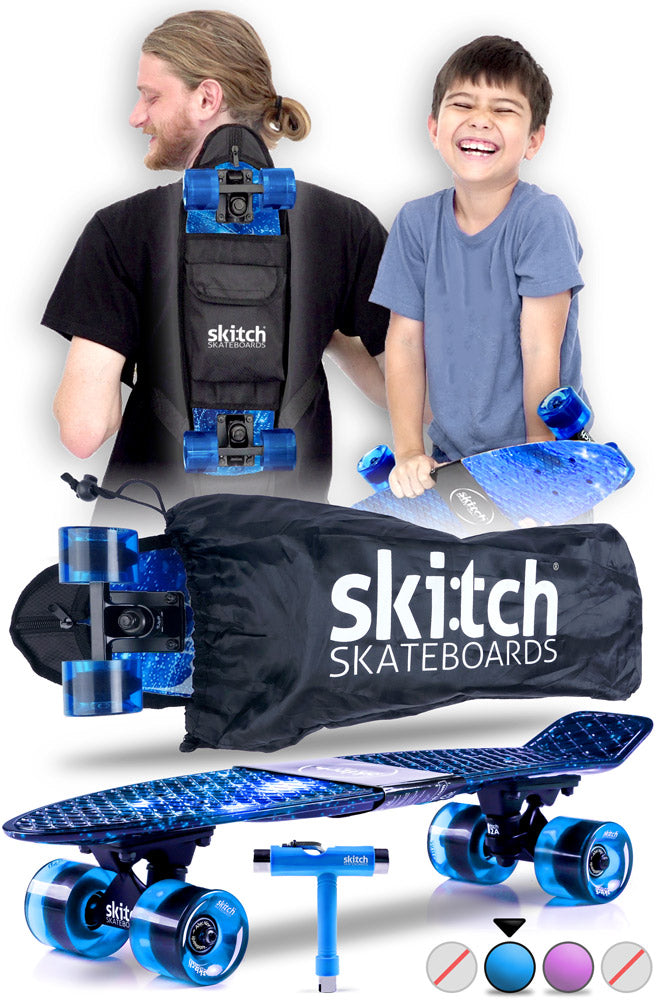Mini Skateboard for Beginners Kids Adult Blue Plain Skateboards, 22 inch,  Gift