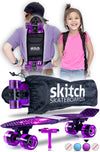 SKITCH® Skateboard For Kids And Beginners Mini Cruiser Board Gift Set (Purple Galaxy)